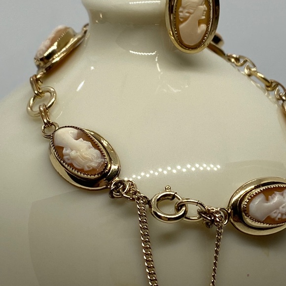 Vintage 12K GF Cameo Bracelet & Pendant w/Chain - Picture 4 of 5